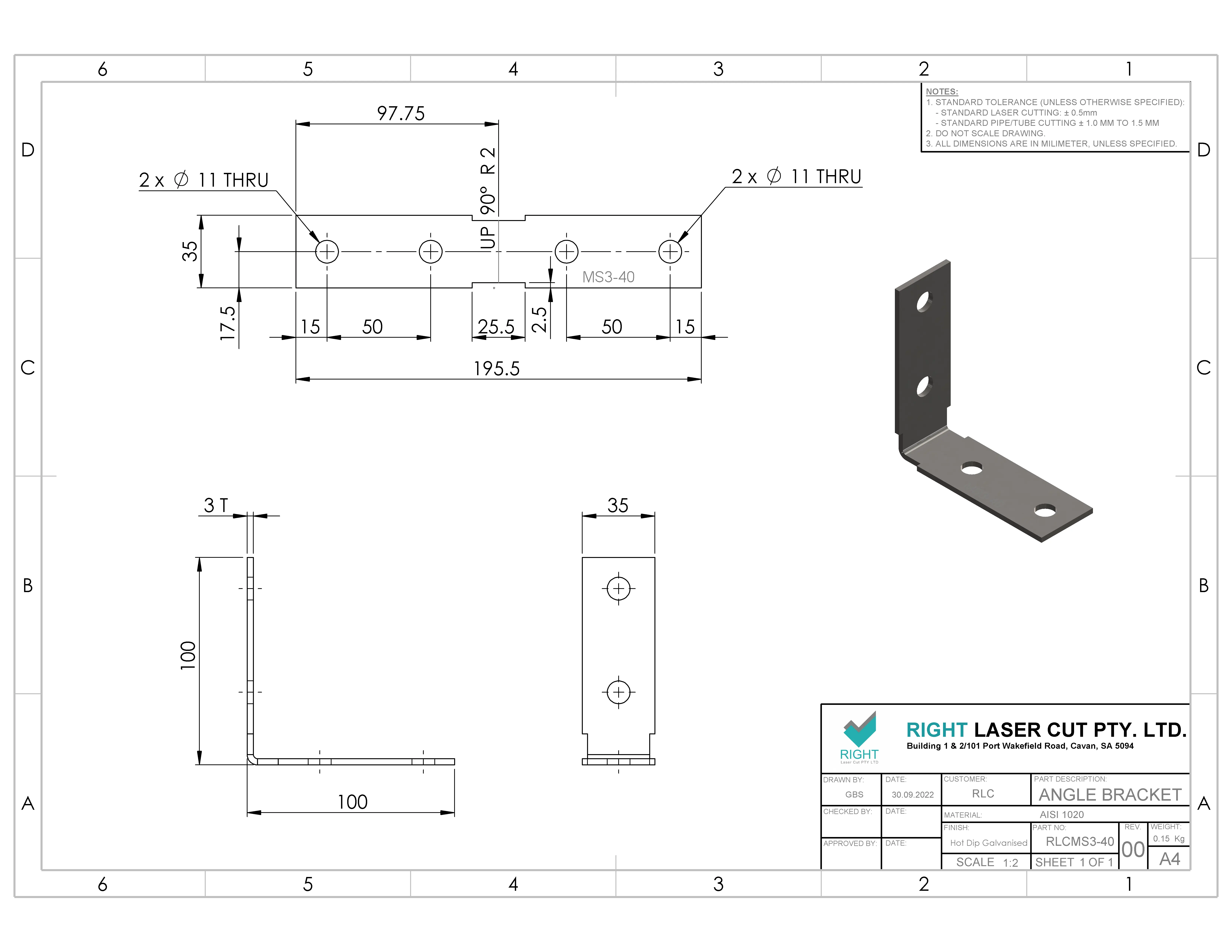 100 X 100 mm M10 Galvanised Angle Brackets | Right Laser Cut Pty. Ltd ...