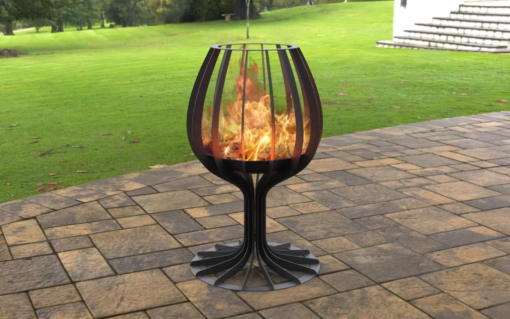 Elegant Wine Glass Firepit crafted by Right Laser Cut