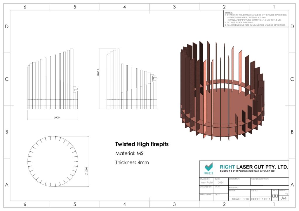 Large Twisted HIgh Fire pit